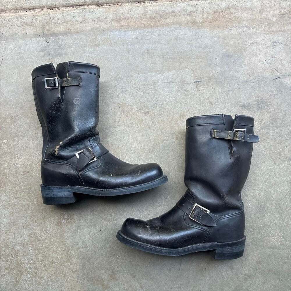 Georgia Boot 769 Vintage Black Leather Engineer Boots Size 7.5